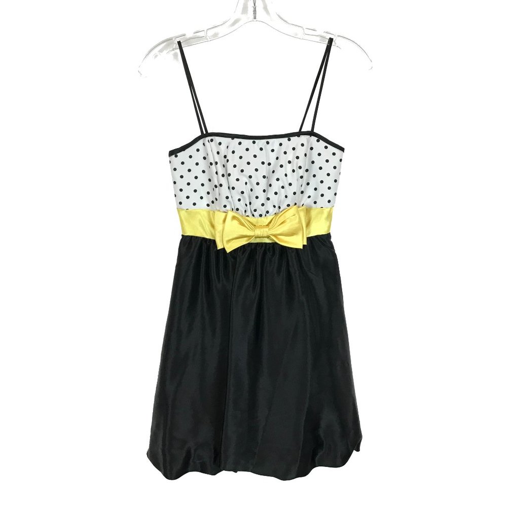 Womens Size 0 Jessica McClintock for Gunne Sax Micro Polka Dot Satin Mini Dress
